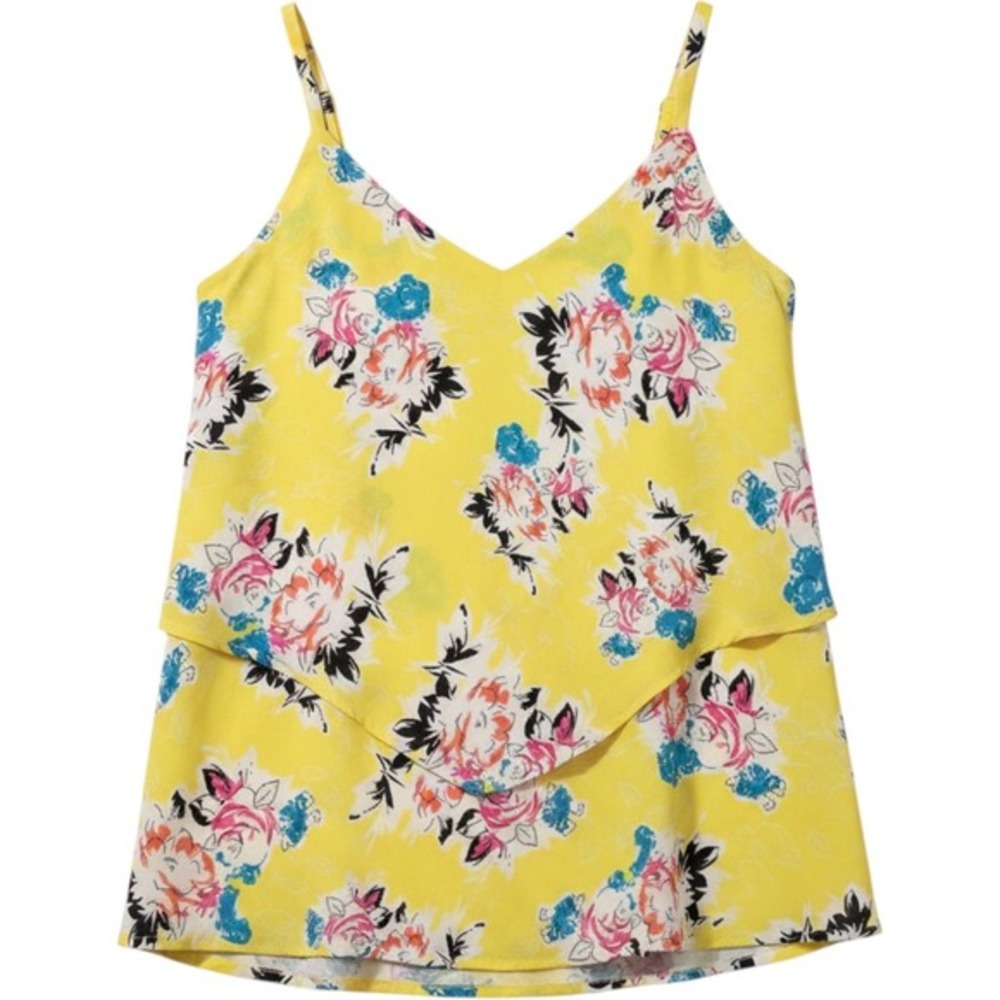 Torrid‎ Womens Yellow Floral Double Layer V Neck Cami Top Size 00 (M/L, Size 10)